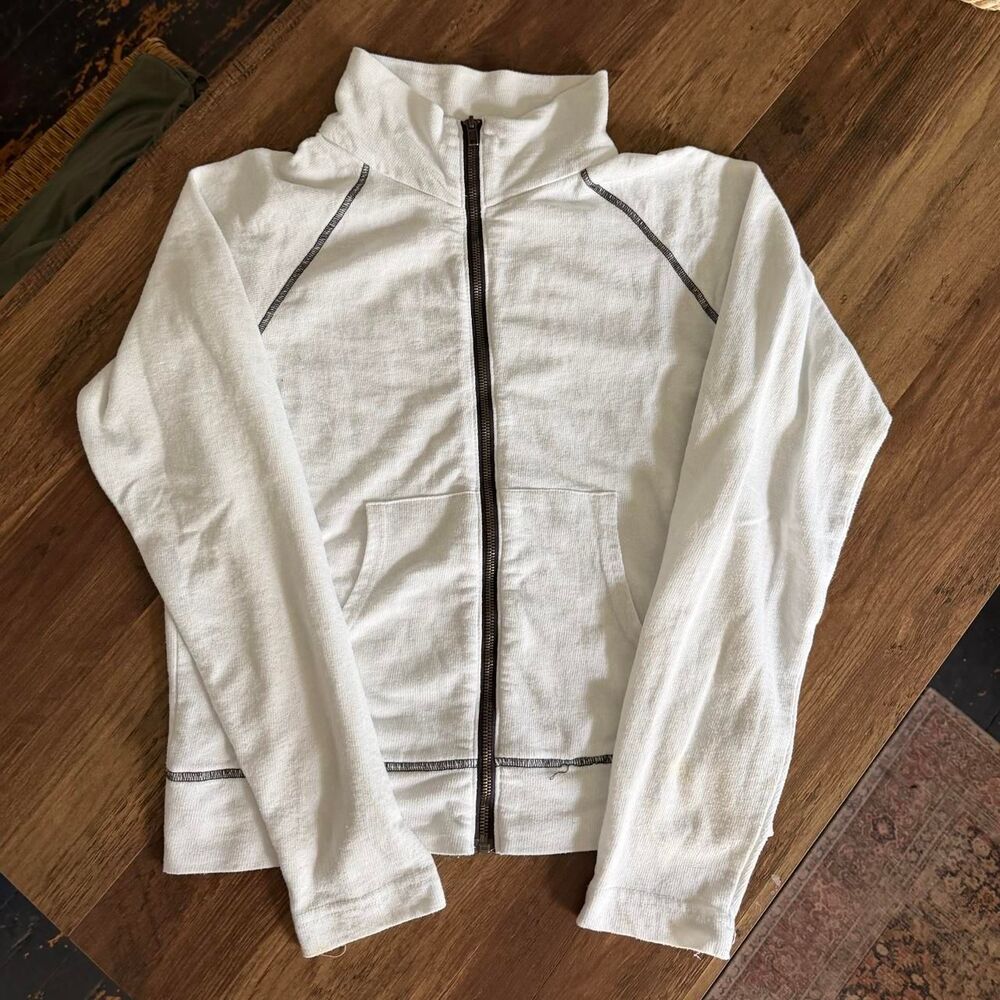 Free People White Zip Up Jacket